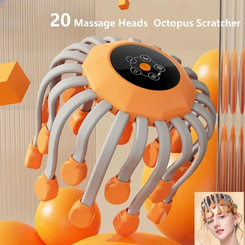 Kierosa Scalp & Head Massager, orange 20-head design with real usage inset photo