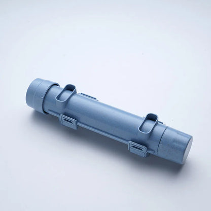 Gray-blue sushi-rolling tube device shown diagonally on a white background