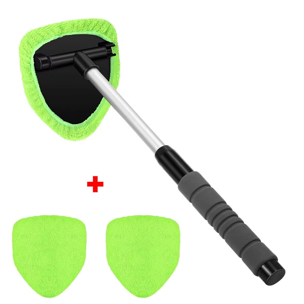 Green-head brush shown with two spare green microfiber pads on white background