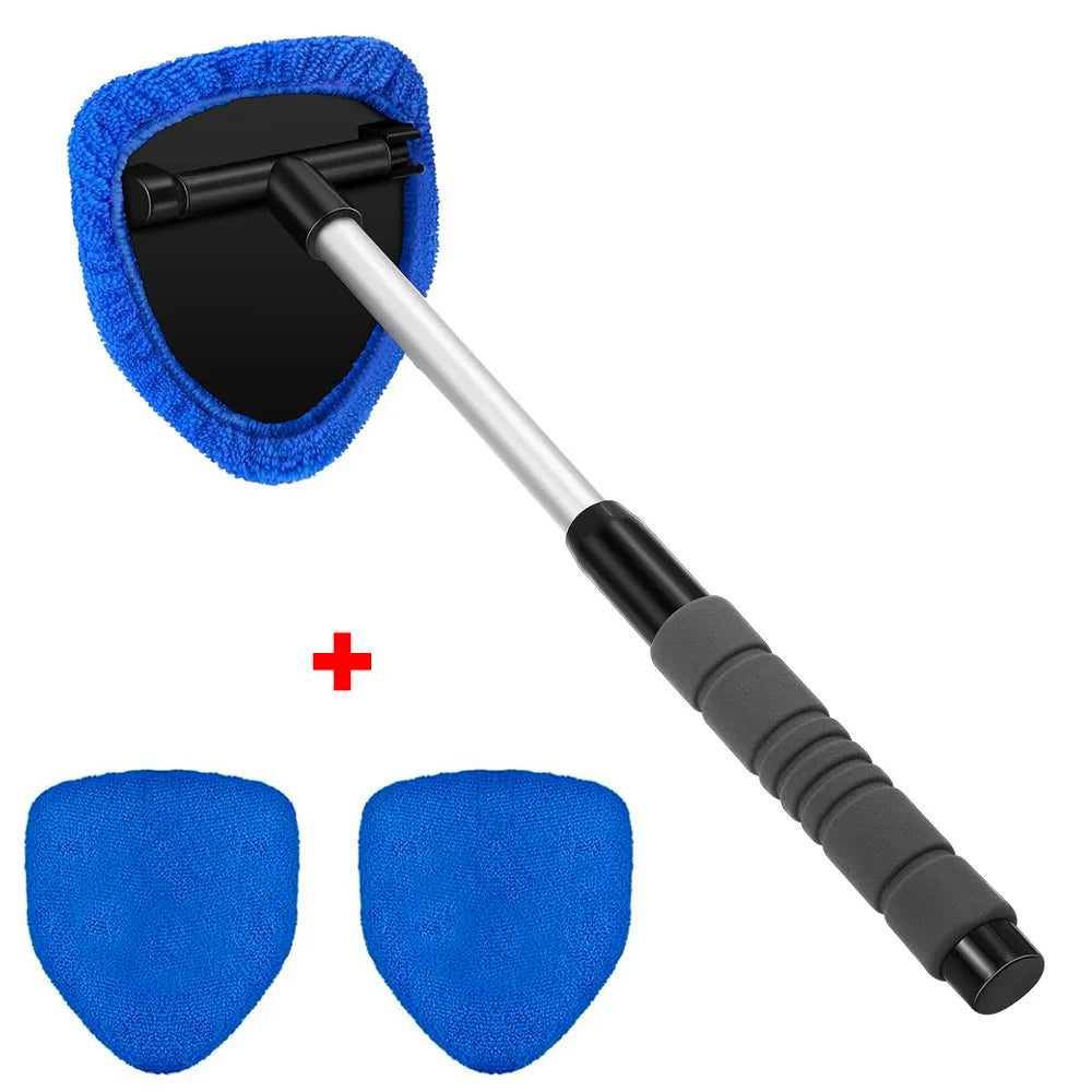 Blue-head brush shown with two spare blue microfiber pads on white background