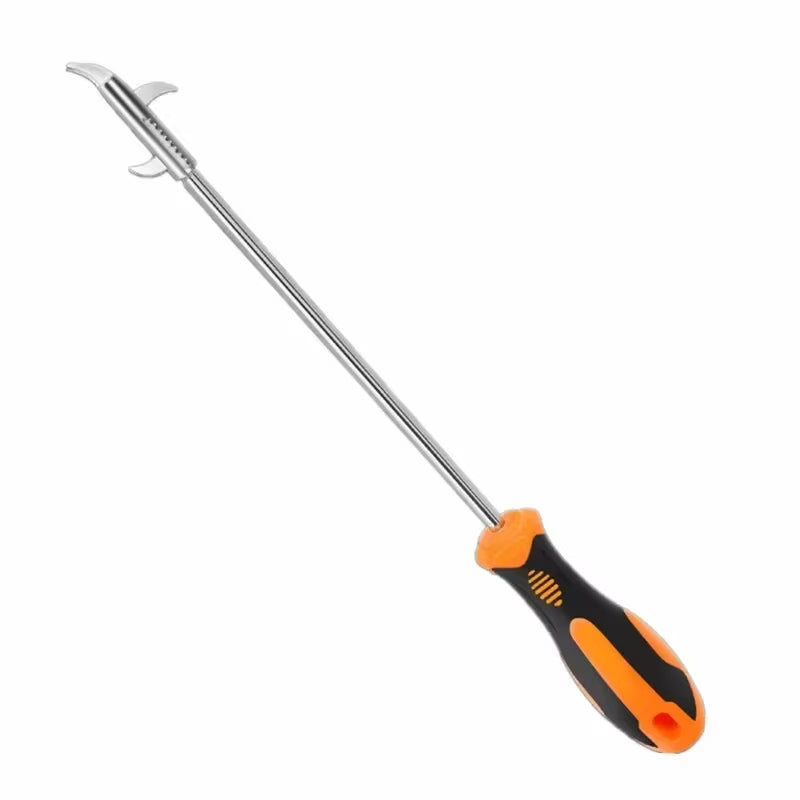 Tool shown at a reverse angle with the serrated hook end at top left and the handle at bottom right