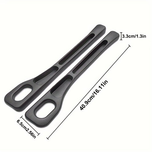 Two black plastic gap-filler strips laid flat showing 40.9cm length and 6.5cm width dimensions