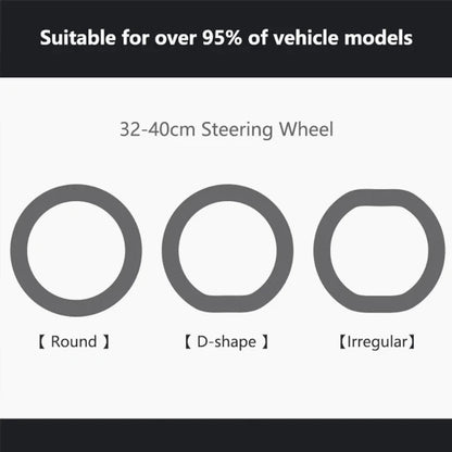 Diagram of three wheel shapes, round, D-shape, and irregular, labeled suitable for over 95 percent of vehicles